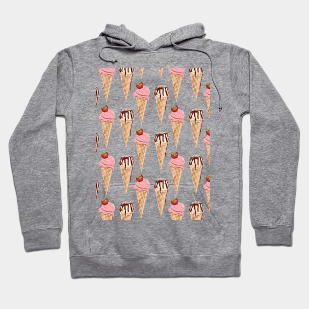 Ice Cream Cone Pattern Hoodie by Designoholic